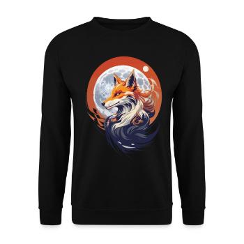 Mystic Fox in Moonlight Fantasy Kitsune - Unisex Sweatshirt - black - Front - Alina (178cm) & Michal (187cm)