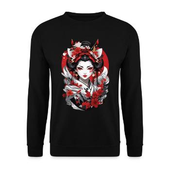 Japon Art Anime Geisha Streetwear Design - Sweat-shirt Unisexe - noir - Devant - Alina (178cm) & Michal (187cm)