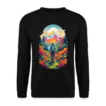 Esthétique de la montagne Randonnée Aventure dans la nature - Sweat-shirt Unisexe - noir - Devant - Alina (178cm) & Michal (187cm)