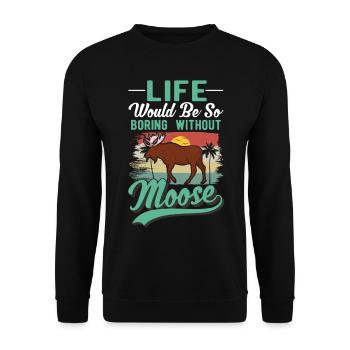 Moose Gift Elk Antlers Scandinavia - Unisex Sweatshirt - black - Front - Alina (178cm) & Michal (187cm)