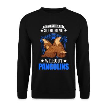 Pangolin Geschenk Schuppentier - Unisex Pullover - Schwarz - Vorne - Alina (178cm) & Michal (187cm)