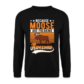 Moose Gift Moose Antlers Scandinavia - Unisex Sweatshirt - black - Front - Alina (178cm) & Michal (187cm)