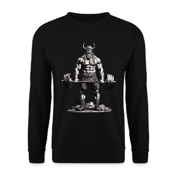 Wikinger Bodybuilder Fitness Ästhetik - Unisex Pullover - Schwarz - Vorne - Alina (178cm) & Michal (187cm)