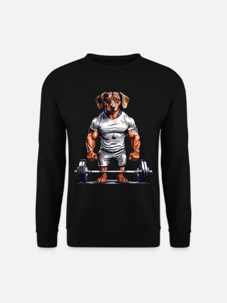Muskel Dackel Bodybuilder Hundeliebe Hund Design - Unisex Pullover - Schwarz