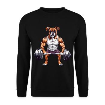Muscle Boxer Dog Athletic Fitness Design - Unisex Sweatshirt - black - Front - Alina (178cm) & Michal (187cm)