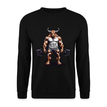 Taureau Musculation Fitness Musculation Conception de musculation - Sweat-shirt Unisexe - noir - Devant - Alina (178cm) & Michal (187cm)