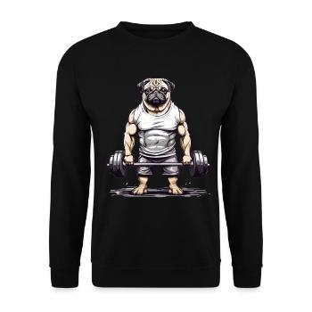 Muscular Pug Gym and Dog Lover - Unisex Sweatshirt - black - Front - Alina (178cm) & Michal (187cm)