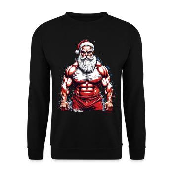 Entraînement de Noël du Père Noël de musculation - Sweat-shirt Unisexe - noir - Devant - Alina (178cm) & Michal (187cm)