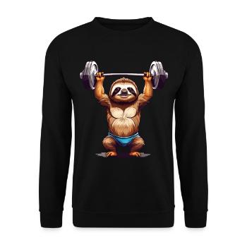 Sloth Bodybuilder Fitness Fun Design - Unisex Sweatshirt - black - Front - Alina (178cm) & Michal (187cm)
