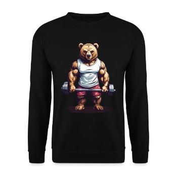 Power Bear Musculation Musculation Motivation - Sweat-shirt Unisexe - noir - Devant - Alina (178cm) & Michal (187cm)