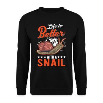 Life is better with a snail - Unisex Sweatshirt - black - Front - Alina (178cm) & Michal (187cm)