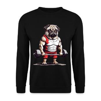 Entraînement de carlin musculaire avec amour de chien - Sweat-shirt Unisexe - noir - Devant - Alina (178cm) & Michal (187cm)