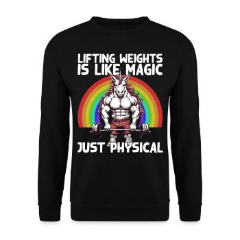 Bodybuilder Unicorn Workout Magic Saying - Unisex Sweatshirt - black - Front - Alina (178cm) & Michal (187cm)