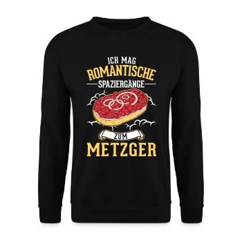 Mettbrötchen Lover Mett Hackepeter - Unisex Sweatshirt - black - Front - Alina (178cm) & Michal (187cm)