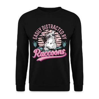 Easily distracted by Raccoons Waschbär - Unisex Sweatshirt - black - Front - Alina (178cm) & Michal (187cm)