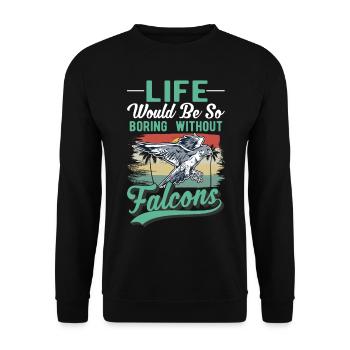 Fauconnier cadeau fauconnerie crécerelle - Sweat-shirt Unisexe - noir - Devant - Alina (178cm) & Michal (187cm)
