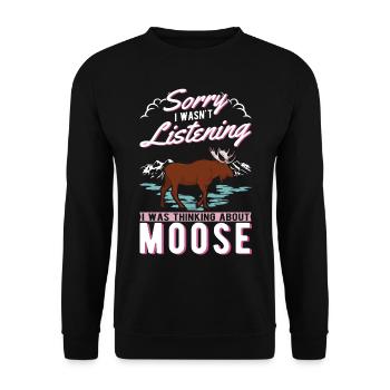 Moose Gift Elk Antlers Scandinavia - Unisex Sweatshirt - black - Front - Alina (178cm) & Michal (187cm)