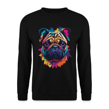 Popart Pug Dog Aesthetic Dog Illustration - Unisex Sweatshirt - black - Front - Alina (178cm) & Michal (187cm)