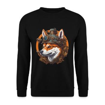 Steampunk Shiba Dog Vintage Machine Dog Design - Unisex Sweatshirt - black - Front - Alina (178cm) & Michal (187cm)
