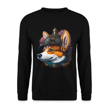 Aesthetic Steampunk Corgi Dog Lover Dog - Unisex Sweatshirt - black - Front - Alina (178cm) & Michal (187cm)