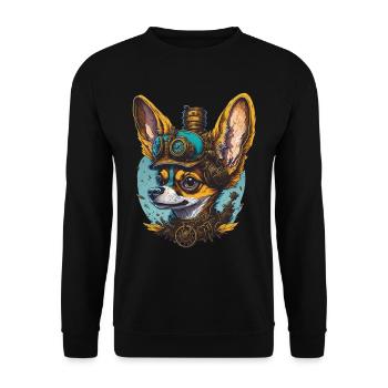 Steampunk Chihuahua Mechanical Dog Dog Art - Unisex Sweatshirt - black - Front - Alina (178cm) & Michal (187cm)