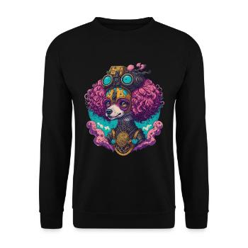 Steampunk Pudel Hund Viktorianischer Hunde Stil - Unisex Pullover - Schwarz - Vorne - Alina (178cm) & Michal (187cm)