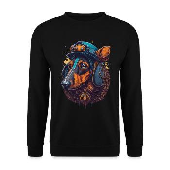 Steampunk Dachshund Dog Design for Dog Lovers - Unisex Sweatshirt - black - Front - Alina (178cm) & Michal (187cm)