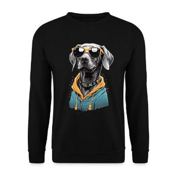 Vintage Weimaraner Hund Ästhetik Hunde Design - Unisex Pullover - Schwarz - Vorne - Alina (178cm) & Michal (187cm)
