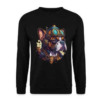 Vintage Steampunk Boxer Dog Machinery Design - Unisex Sweatshirt - black - Front - Alina (178cm) & Michal (187cm)