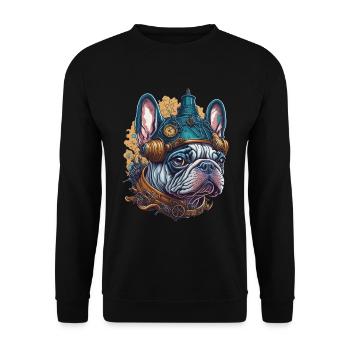 Bouledogue Français dans le Style Steampunk - Sweat-shirt Unisexe - noir - Devant - Alina (178cm) & Michal (187cm)