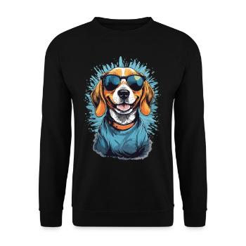 Cooler Beagle Papa Familienhund Hunde Liebe - Unisex Pullover - Schwarz - Vorne - Alina (178cm) & Michal (187cm)