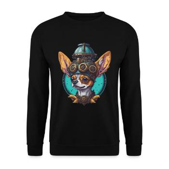 Retro Steampunk Sci-Fi Chihuahua Dogs Design - Unisex Sweatshirt - black - Front - Alina (178cm) & Michal (187cm)