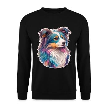 Australian Shepherd Dog Dog Lover Art - Unisex Sweatshirt - black - Front - Alina (178cm) & Michal (187cm)