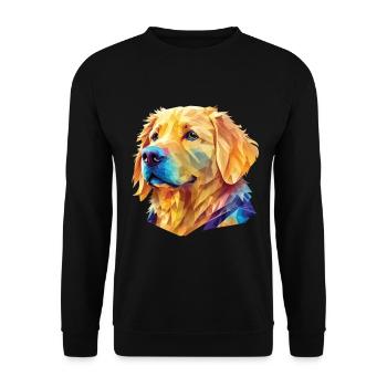 Polygon Golden Retriever - Kunstvolles Hundedesign - Unisex Pullover - Schwarz - Vorne - Alina (178cm) & Michal (187cm)