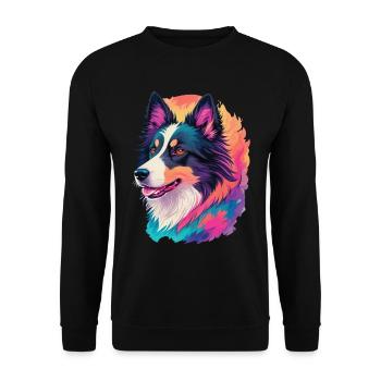 Colorful Border Collie Art Design for Dog Fans - Unisex Sweatshirt - black - Front - Alina (178cm) & Michal (187cm)