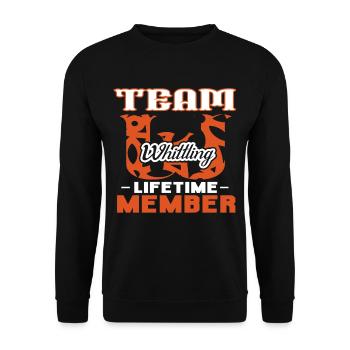 Fishing Team Whitling Lifetime Member - Unisex Sweatshirt - black - Front - Alina (178cm) & Michal (187cm)