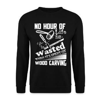 Wood Carving Time Spent On Wood Carving - Unisex Sweatshirt - black - Front - Alina (178cm) & Michal (187cm)
