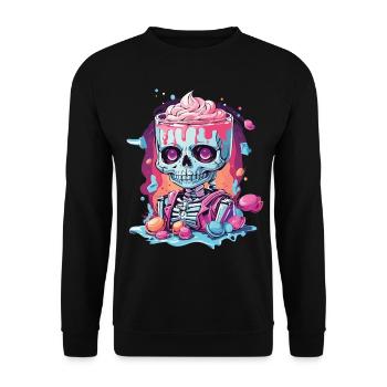Gothic Pastel Schädel mit Süßigkeiten Design - Unisex Pullover - Schwarz - Vorne - Alina (178cm) & Michal (187cm)