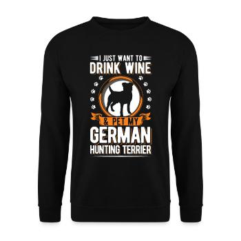 Terrier de chasse allemand et vin - Sweat-shirt Unisexe - noir - Devant - Alina (178cm) & Michal (187cm)
