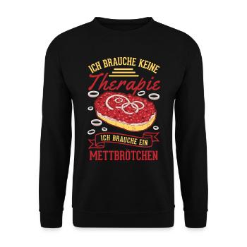 Mettbrötchen Therapie Mett Hackepeter - Unisex Pullover - Schwarz - Vorne - Alina (178cm) & Michal (187cm)