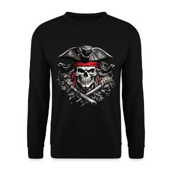 Jolly Roger Pirate Skull Party Halloween Design - Unisex Sweatshirt - black - Front - Alina (178cm) & Michal (187cm)