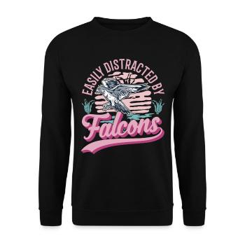 Facilement distrait par les Faucons Falkenzucht Falkner - Sweat-shirt Unisexe - noir - Devant - Alina (178cm) & Michal (187cm)