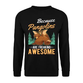 Pangolin Geschenk Schuppentier - Unisex Pullover - Schwarz - Vorne - Alina (178cm) & Michal (187cm)