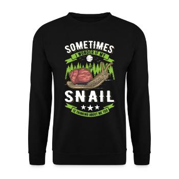 Schnecke Geschenk Weinbergschnecke - Unisex Pullover - Schwarz - Vorne - Alina (178cm) & Michal (187cm)