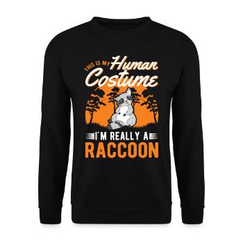 Waschbär Costume Raccoon Halloween - Unisex Pullover - Schwarz - Vorne - Alina (178cm) & Michal (187cm)
