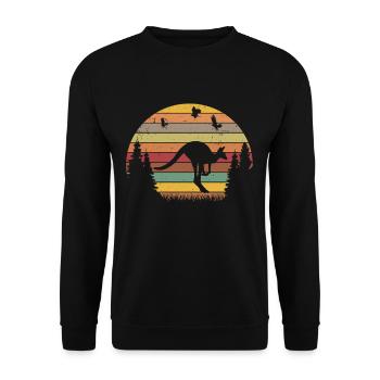 Kangaroo Retro Australia Vintage - Unisex Sweatshirt - black - Front - Alina (178cm) & Michal (187cm)