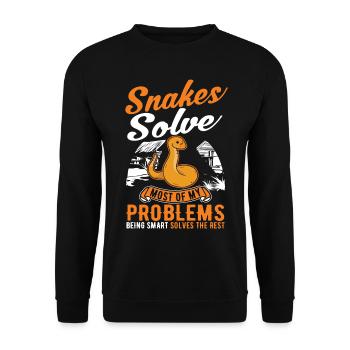 Schlangen Besitzer Kornnatter Natter - Unisex Pullover - Schwarz - Vorne - Alina (178cm) & Michal (187cm)