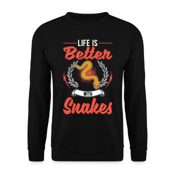 Das Leben ist besser mit Schlangen - Unisex Pullover - Schwarz - Vorne - Alina (178cm) & Michal (187cm)