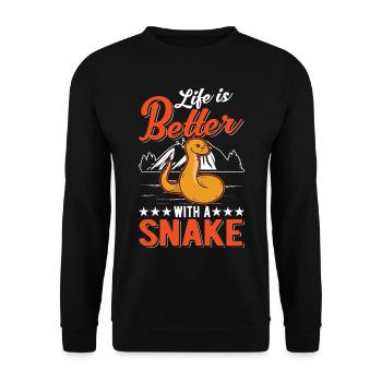 Das Leben ist besser mit Schlangen - Unisex Pullover - Schwarz - Vorne - Alina (178cm) & Michal (187cm)