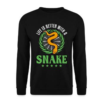 Das Leben ist besser mit Schlangen - Unisex Pullover - Schwarz - Vorne - Alina (178cm) & Michal (187cm)